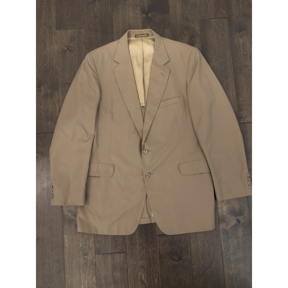Imported Fabrics Men's Beige Sports Coat Blazer Jacket Size 42L USA Made Linwood